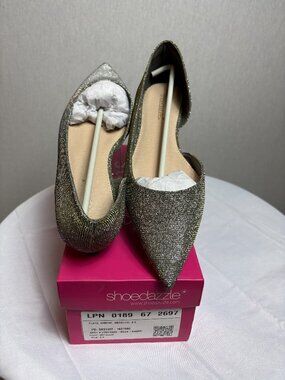 ShoeDazzle Ismene Metallic Flats, Size 8.5, Never Worn